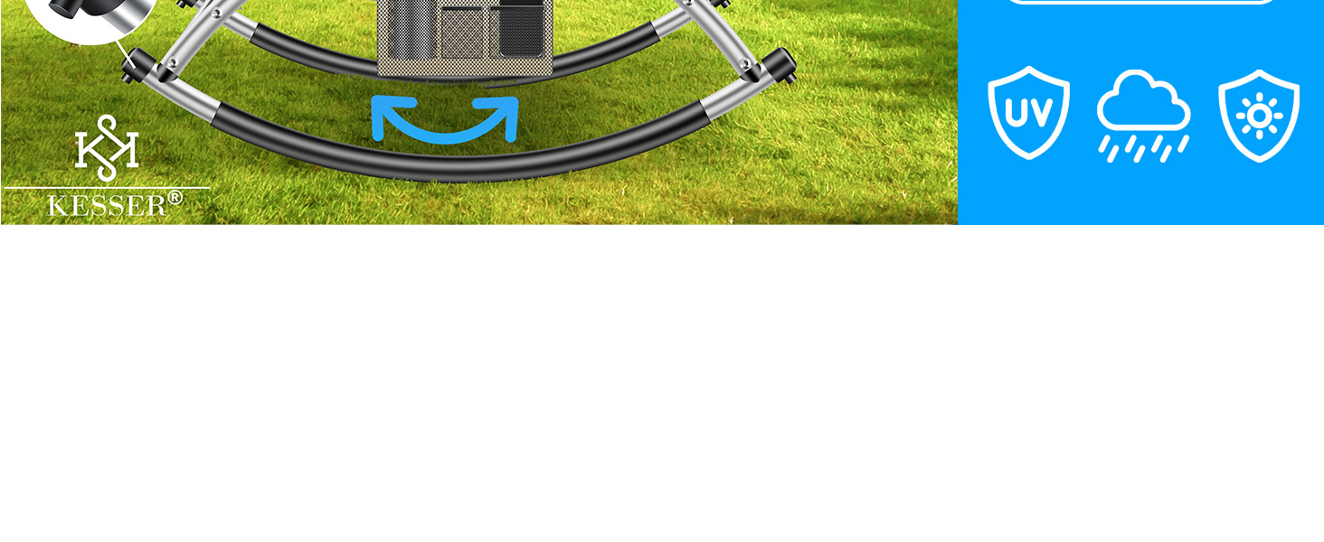 Кесер® Подвійна шезлонг для відпочинку з сонцезахисним дахом, подушкою для голови та кишенею для 2 осіб, чорний