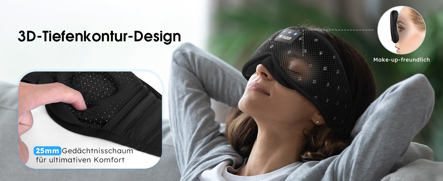 Маска для сну LOVE EYE 3D, для тих, хто спить на боці, чоловіча та жіноча, дихаюча, світлонепроникна (Чорна)