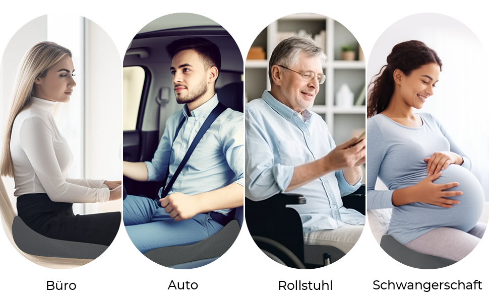 Ортопедична подушка для сидіння AUVON: ергономічна подушка для геморою з отвором та U-подібним дизайном, для офісного крісла, авто, інвалідного візка, від болю в попереку та вагітності (B-сірий)