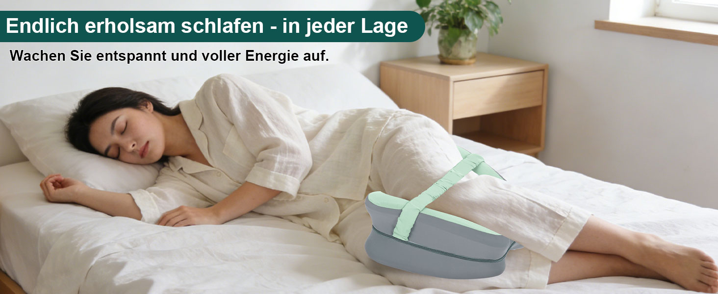Ортопедична подушка між колін для сну на боці Dioxide з ефектом пам'яті (Memory Foam) для розвантаження спини, стегон та суглобів, м'ятна