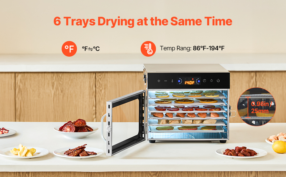 Електричний сушильний автомат VEVOR з 10 нержавіючих чаш, 1000 Вт: для м'яса, фруктів, овочів, трав, собачих ласощів