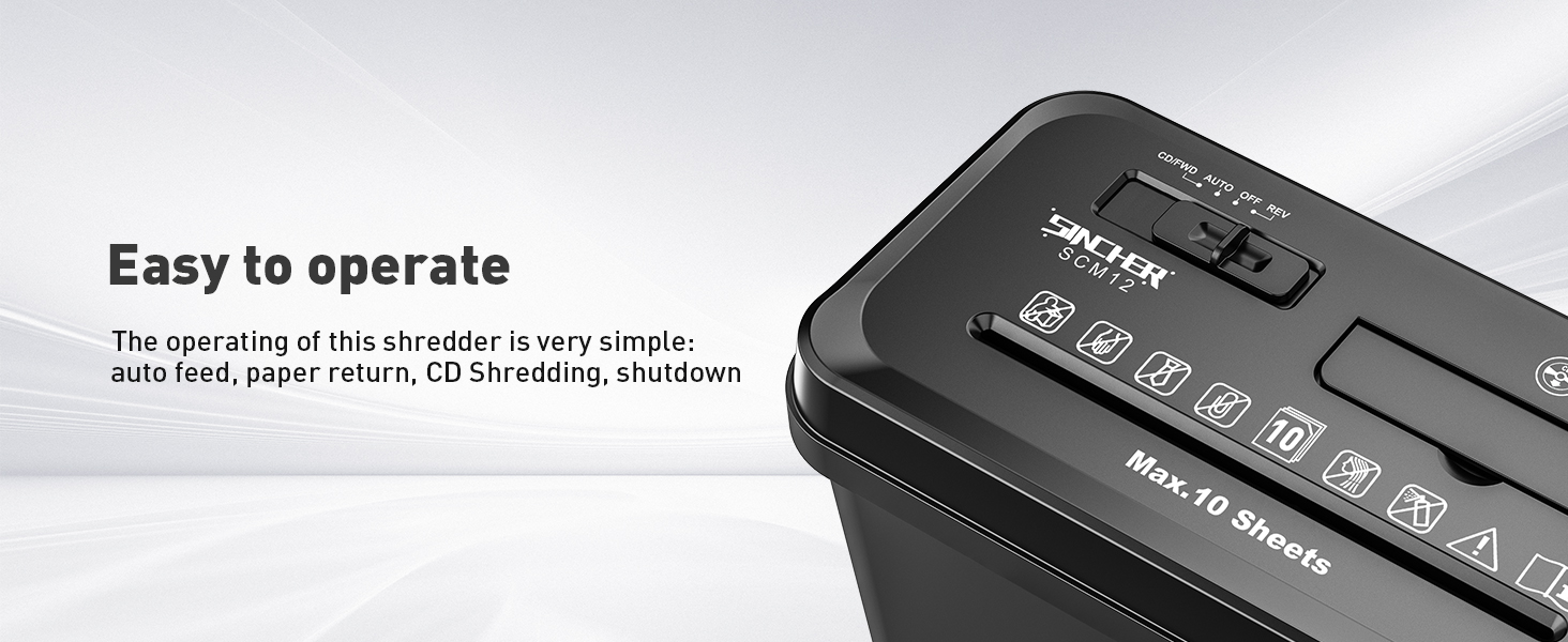 Шредер SINCHEREU для офісу та дому, 6 листів, P4, 11л кошик, знищення картки/CD, захист від перегріву