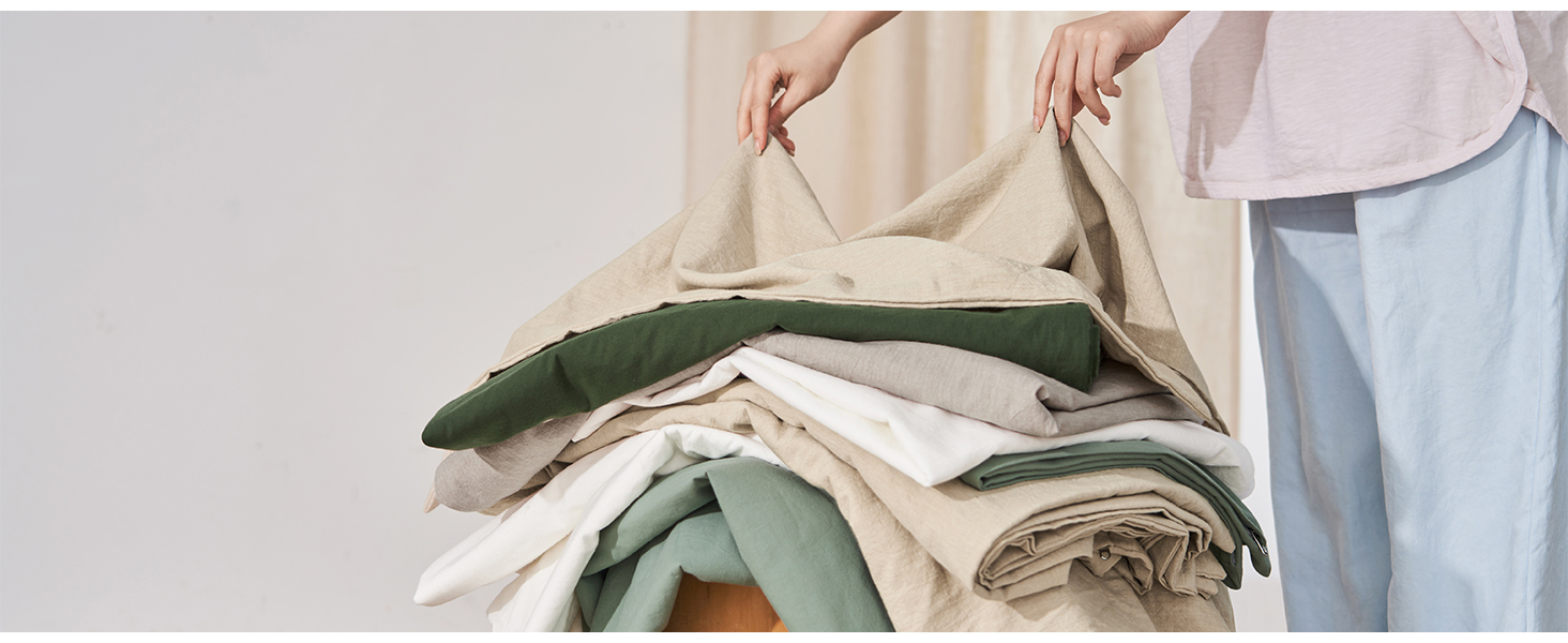 Комплект постільної білизни 200x220 з бавовни, бежевий, суперм'який, 100% бавовна, випрана, з льоноподібною текстурою, ÖKO-TEX, комплект 3 шт. (200x220 + 2 x 80x80)