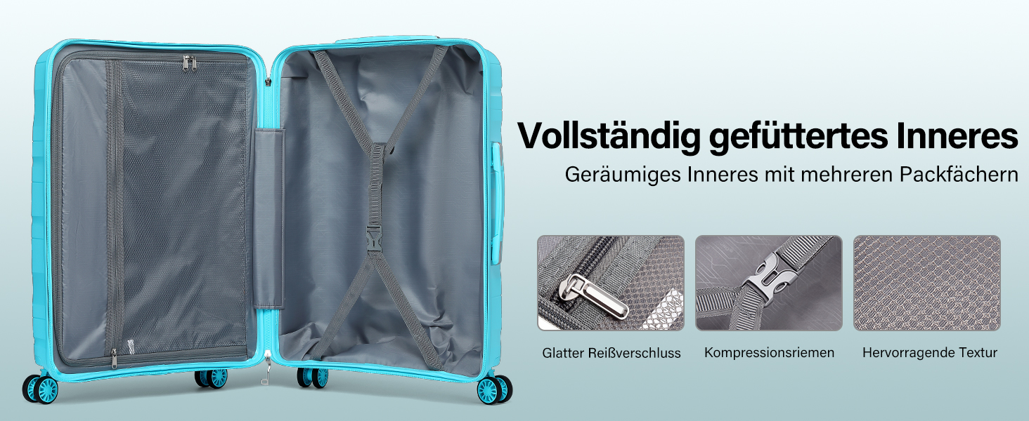 KONO середній валіза 65см з поліпропілену з TSA замком, 65x46x26.5см (кремово-білий)