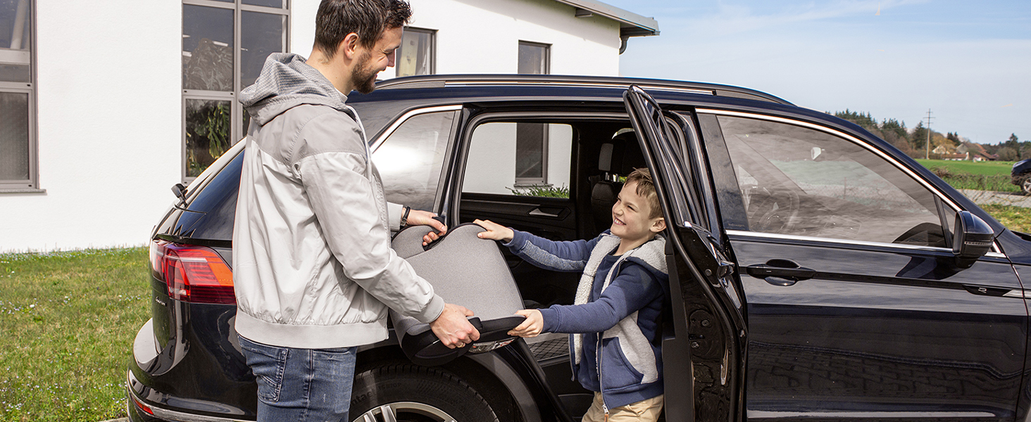 Бубу-бустер Booboo Safety Madrid дитячий без Isofix від 125 до 150 см, оболонка сидіння i-Size - Black Grey