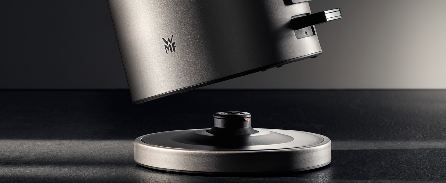 Електричний чайник WMF Lono Silk 1.6 л з нержавіючої сталі, з фільтром від накипу, бездротовий, з поворотним підставою, антижирове покриття, відкривання однією рукою, зовнішній індикатор рівня води