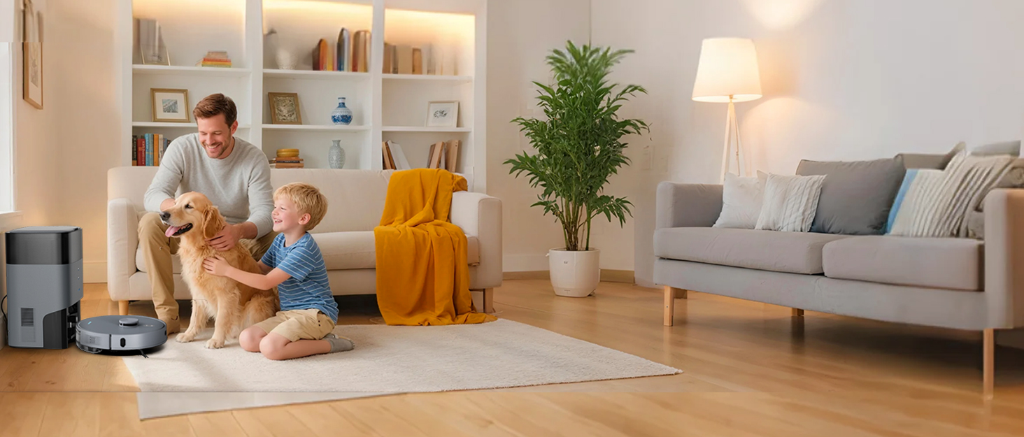 Робот-пилосос AIRROBO T25+ з вологою, LiDAR, 5500Pa, 240хв, керування через додаток, для тварин, чорний