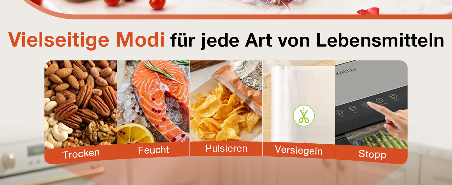 Вакууматор для продуктів з нержавіючої сталі SJ2085: потужність 85 кПа, режими «Сухий/Вологий», подвійна герметизація, LED-панель та зовнішній відсмоктувач, 20 пакетів у комплекті