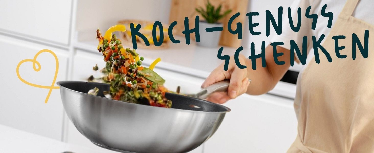 Wok Silberthal з нержавіючої сталі з індукційним дном (28 см) - для смаження та смаження у фритюрі, сумісний з усіма плитами, до 400°C, з кришкою