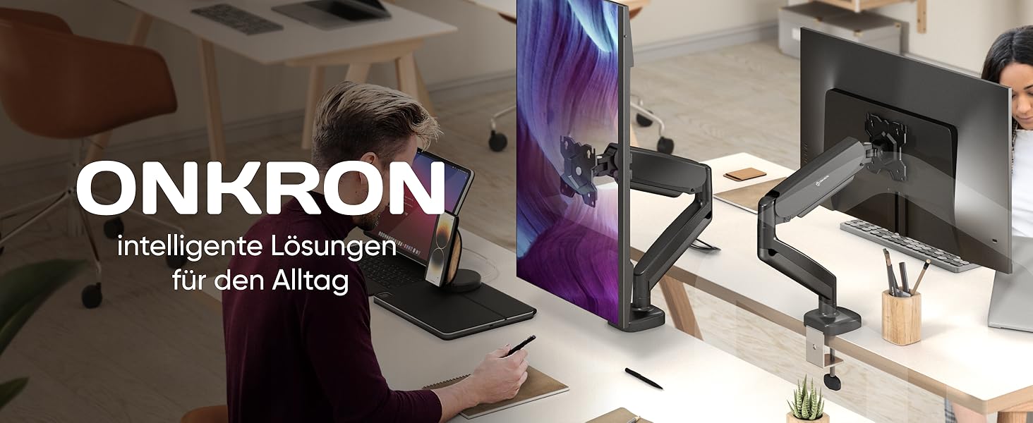 Кріплення для монітора ONKRON G50-B: регульований тримач для монітора 13-32 дюймів, до 8 кг, VESA 75x75/100x100, чорний