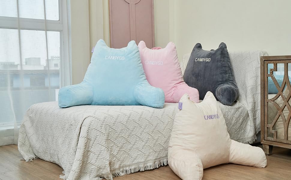 Крісло-мішок Canbygo для читання з підлокітниками, з піною з пам'яті, для читання, роботи та ігор, знімний чохол (Рожевий)