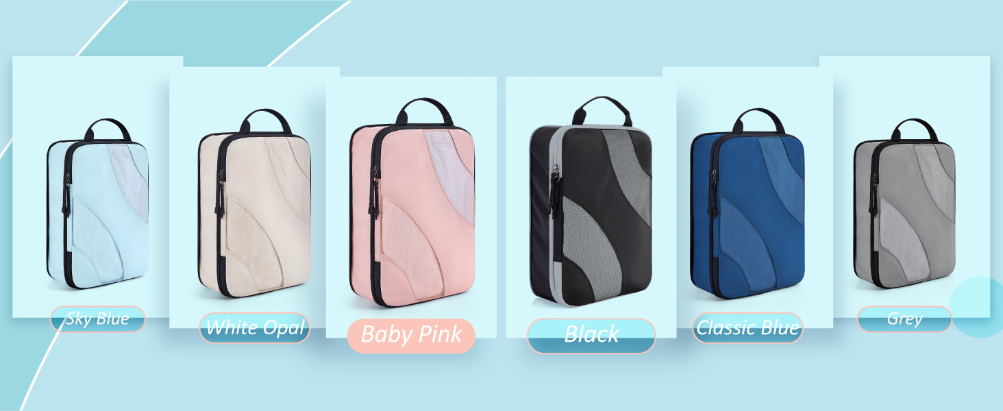 Набір компресійних органайзерів для подорожей BAGSMART, 6 шт, органайзери для одягу в валізу та ручну поклажу, рожевий