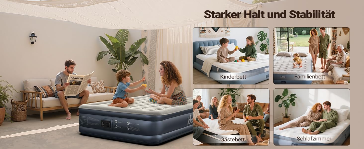 Надувне ліжко iDOO для 2 осіб з електричним насосом, 152x203x38 см, 295 кг, для кемпінгу