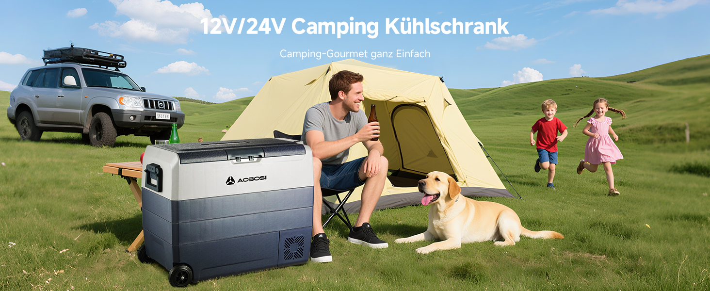 Автомобільний компресорний холодильник AAOBOSI 50л з Wi-Fi, 12/24V та 220V, -20°C для авто, вантажівок, кемпінгу, з двома зонами охолодження