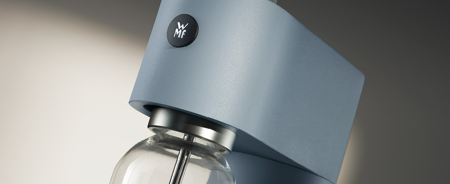 Автоматичний сифон для води WMF Element One зі сталі, світло-блакитний — газовий сифон для створення газованої води з 3 рівнями інтенсивності