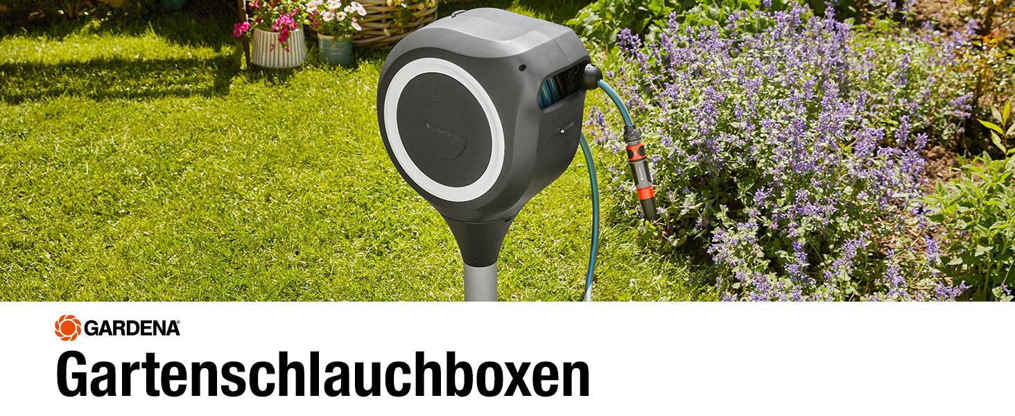 Шланг Gardena RollUp M 20м (білий) - автоматична коробка для шланга, якісний шланг, кріплення в грунт, монтажний набір
