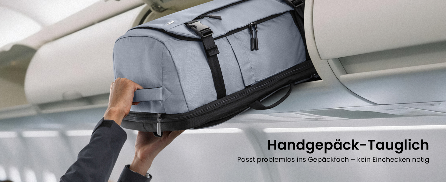 Дорожній рюкзак tomtoc 28L/40L для подорожей та перельотів, TSA-сумісна ручна поклажа, сірий Ripstop