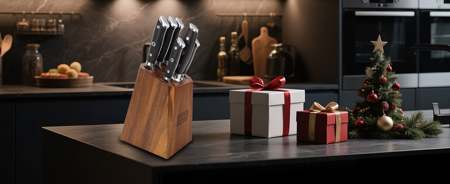 Набір кухонних ножів SHAN ZU PRO Series з дамаської сталі (67 шарів) з ручкою G10, 20 см (набір з бруском)