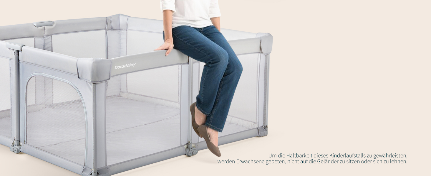 Дитячий манеж Laufotey, 150x150x68 см, сірий, з тканини Oxford, швидкозбірний