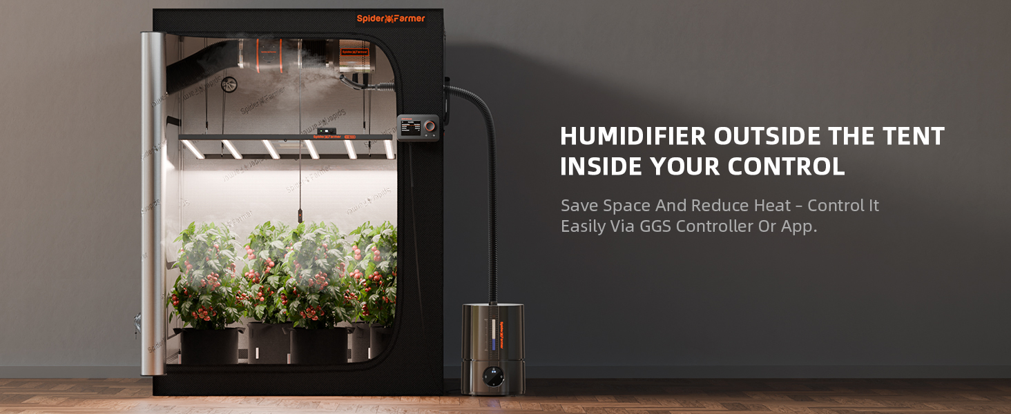 Зволожувач повітря Spider Farmer Neuer 5л для рослин, теплиці, кімнати з гігрометром та автовимкненням, чорний
