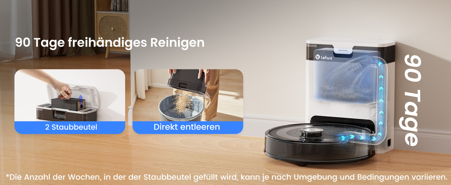 Робот-пилосос LEFANT M330 Pro з функцією миття, 3-в-1, 5000Pa, лазерна навігація, уникнення перешкод PSD, керування через додаток та голосове управління (M2 Pro, чорний)