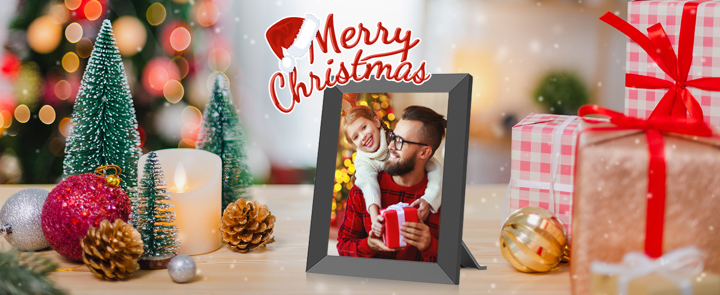 Цифровий фоторамка Frameo 10.1 дюйма WiFi, IPS сенсорний екран, 32GB, автоматичне обертання, для стін, миттєва відправка фотографій