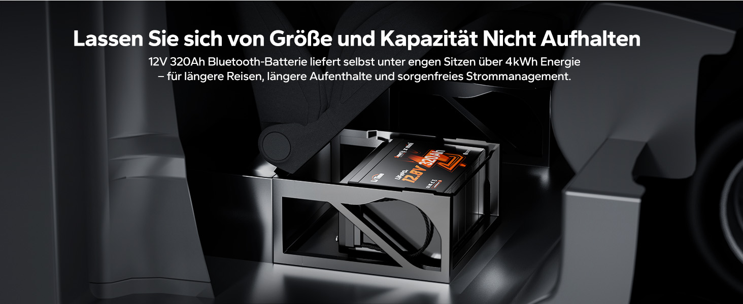 Літієва батарея LiTime LiFePO4 12V 100Ah H190 з Bluetooth для кемпінгу та автобудинків (1 шт, 12V320Ah Mini BT)