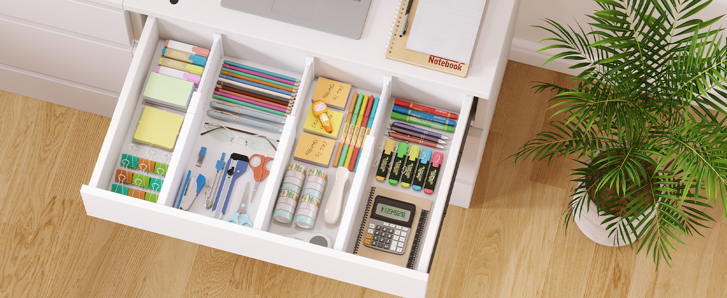 Органайзери для ящиків Lifewit, 8 шт., регульовані, 34–50 см, висота >13 см, для кухні, шафи, столу, білі