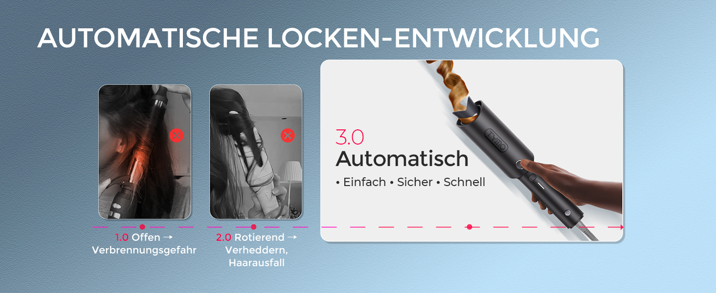 Автоматичний локон-стайлер TYMO CURLPRO: 25 мм, захист від перегріву, 3 температурні режими (160-210°C), для великих та маленьких локонів, металевий сірий