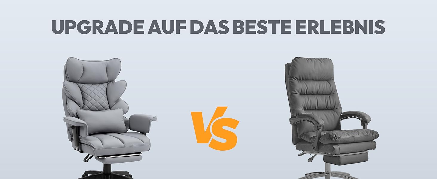 Ігровий крісло Dowinx, офісне ергономічне крісло з кишеньковим пружинним сидінням, крісло для начальника з подвійною м'якою спинкою, регульовані підлокітники та підставка для ніг, комп'ютерне крісло, PU, сірий колір