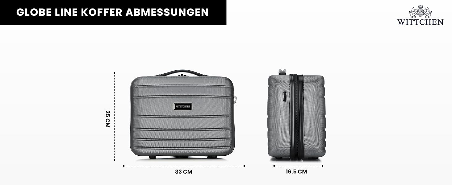 Валіза ручної поклажі WITTCHEN Globe Line сірого кольору з ABS-пластику та кодовим замком | 25 x 33 x 16,5 см | Підходить для Lufthansa, Eurowings, Ryanair, Condor, Discover Airlines