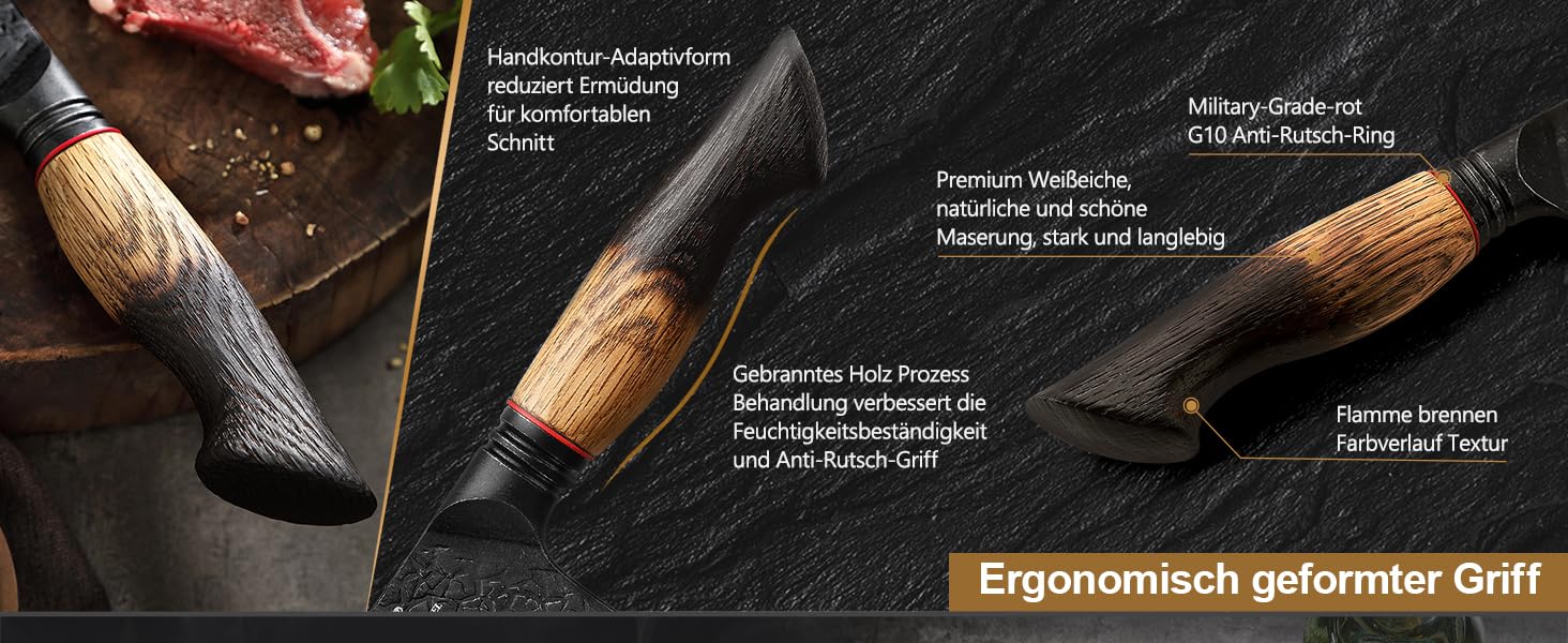 Ніж кухарський XINZUO Damaststahl 19,3 см з фінішною обробкою Hammer, професійний, з нержавіючої сталі Дамаск, з ергономічною ручкою з білого дуба, серія Mo