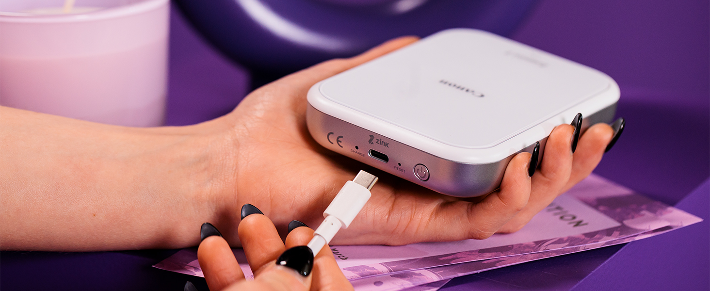 Canon Zoemini 2 Marineblau: Міні-принтер для фотографій, мобільний, компактний, з вбудованим акумулятором. Друкує фото 5x7,6 см зі смартфону/планшету. У комплекті: 20 шт. Zink паперу та 10 шт. круглих наліпок.