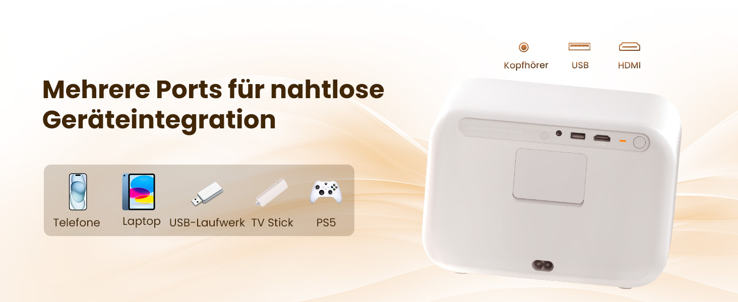 Проектор Yaber L2s: 1080p Full HD, WiFi 6, Bluetooth 5.1, Автофокус, для Дому та Кімнати, сумісний з ТВ приставками