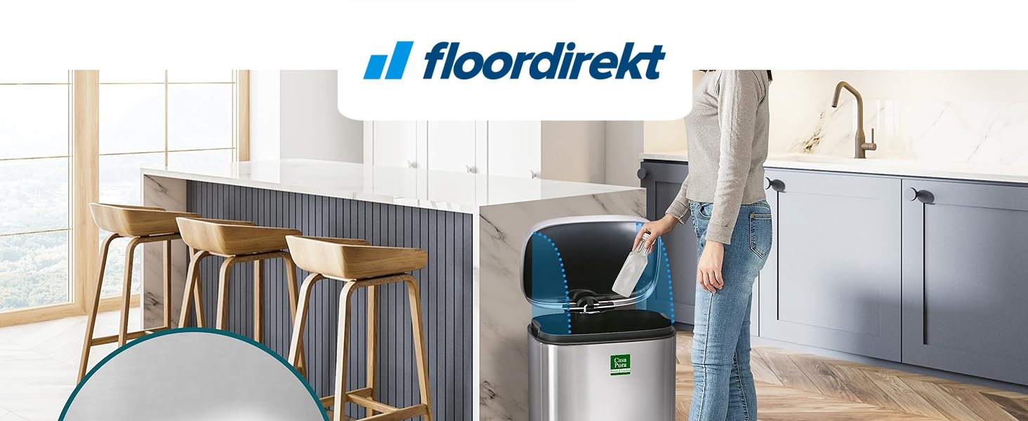 Відро для сміття Floordirekt Dustin 30 л з автоматичним закриттям та знімним внутрішнім відром для кухні