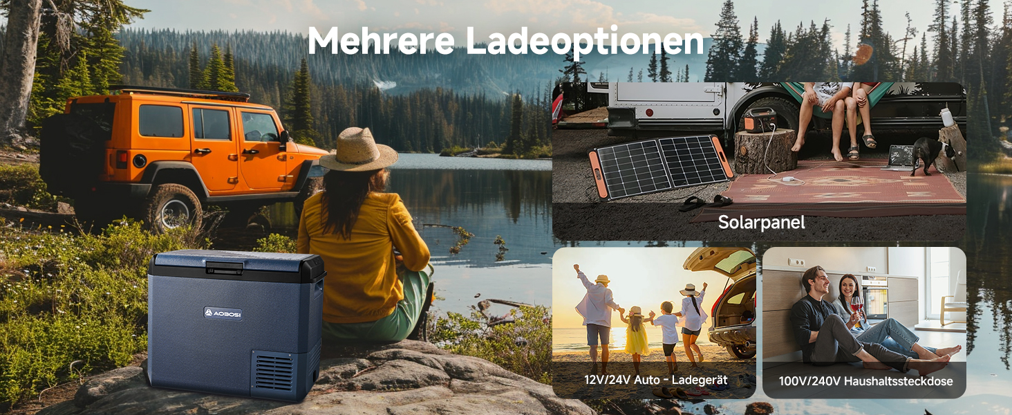 Автомобільний холодильник AAOBOSI 50л: Електричний компресорний кулер IPX4, -20°C/+20°C для авто, вантажівки, кемпінгу, подорожей