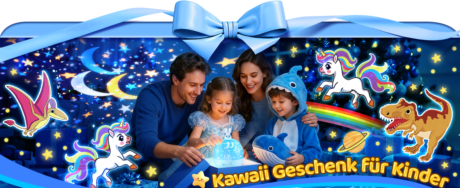 Нічник-проектор зоряного неба для дітей з 15 фільмами, Bluetooth, LED, нічник для дитячої кімнати, кролик