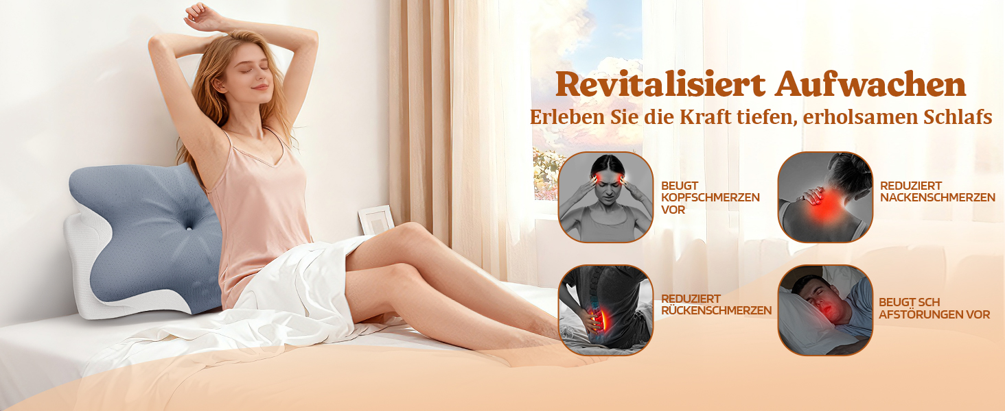 Подушка для шиї з піни Memory Foam: ортопедична подушка для сну на боці, спині та животі (Сіра)
