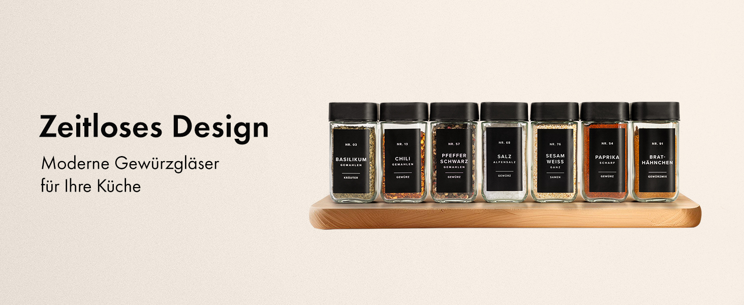 Набір баночок для спецій кутовий (24 x 120 мл) з кришками, ситечко, 240 чорних етикеток - високоякісні контейнери для спецій