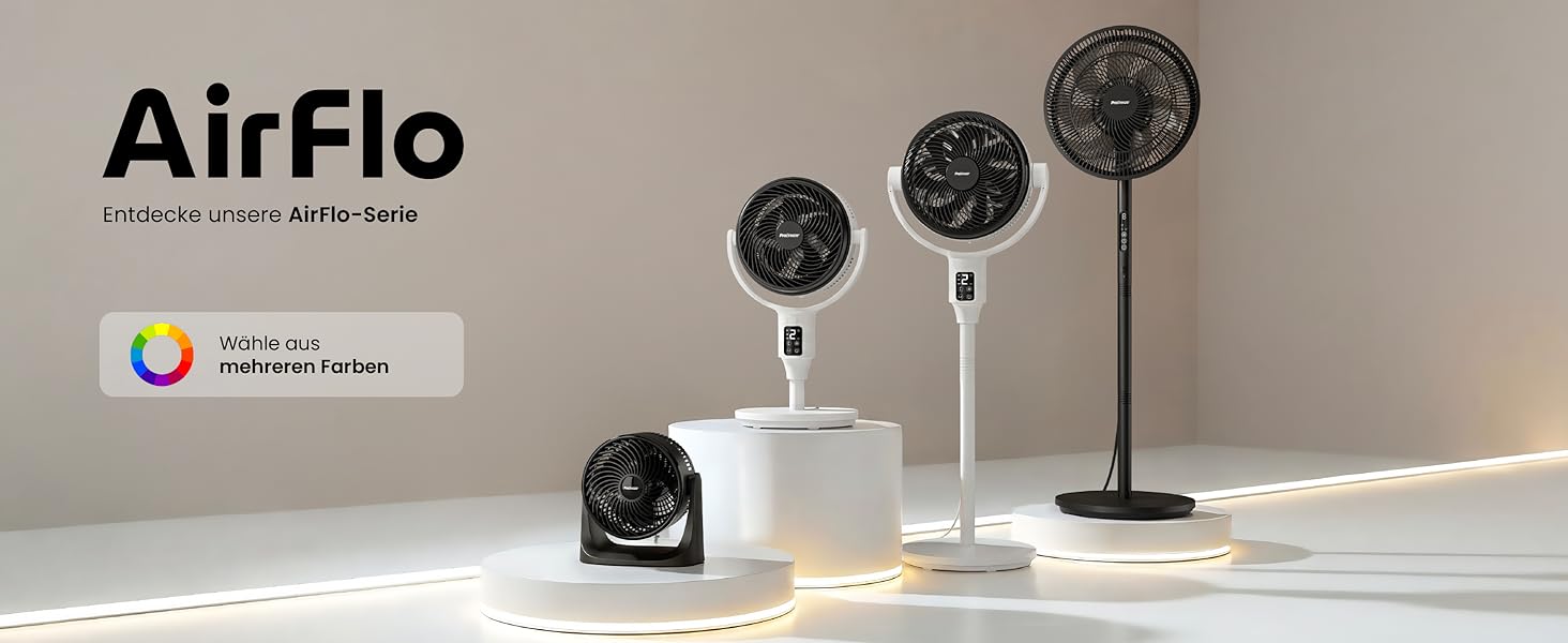 Вентилятор підлоговий Pro Breeze AirFlo Slim: 3 швидкості, 95° поворот, таймер 9 год, пульт, для дому та офісу, чорний