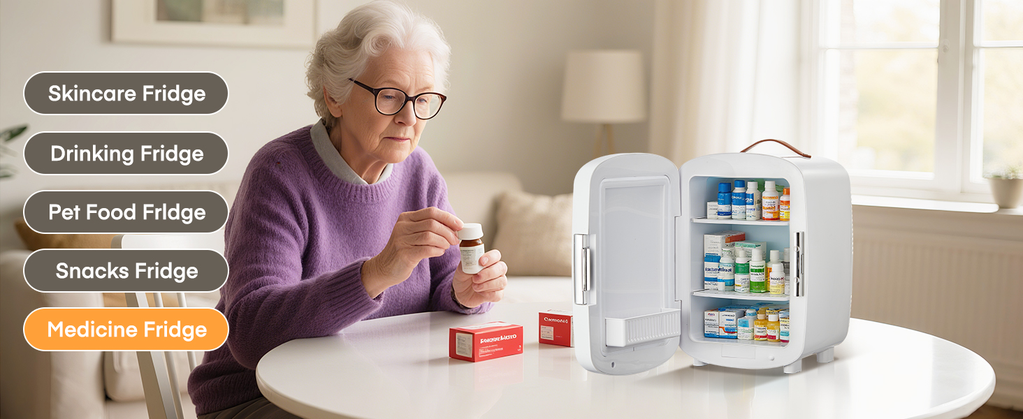 Міні холодильник FOHERE 10 л (12 банок), білий: для косметики, напоїв, авто, офісу