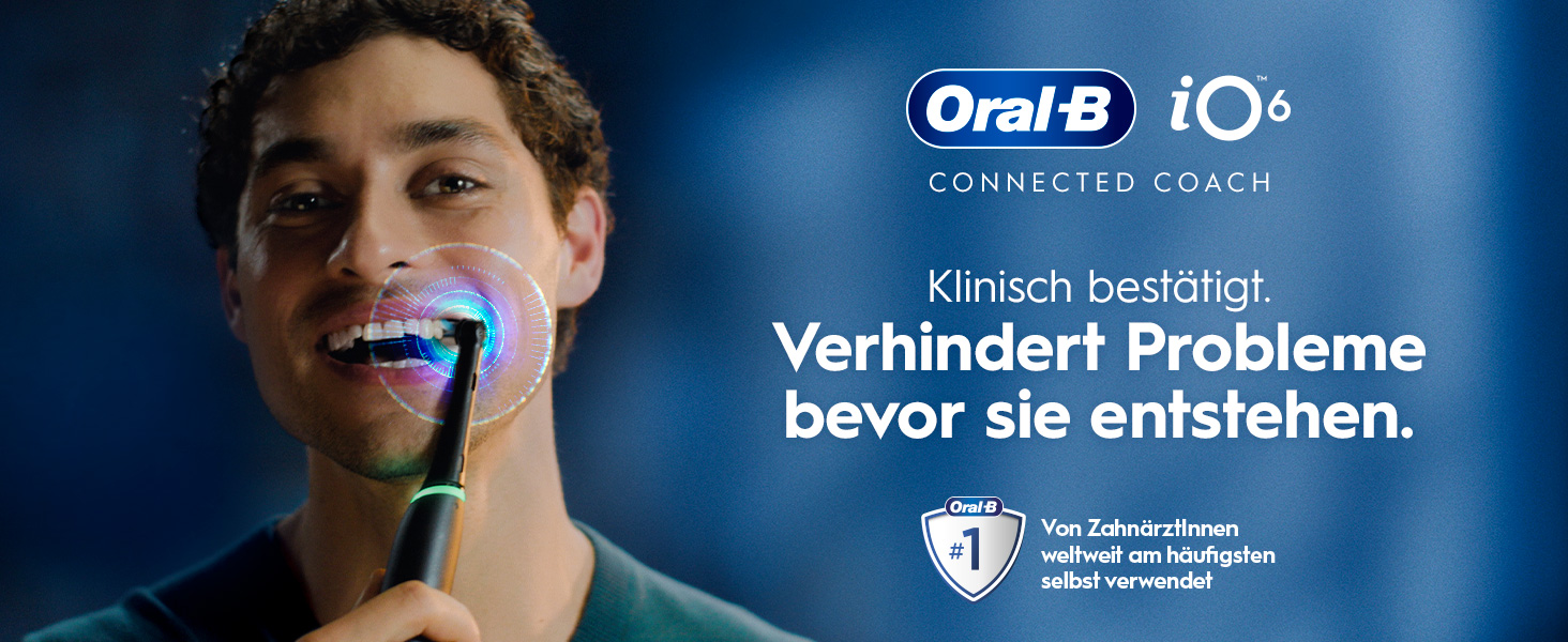Електрична зубна щітка Oral-B iO Series 6 Black Lava, набір: щітка, 3 змінні насадки (Probierset) та чорний дорожній футляр