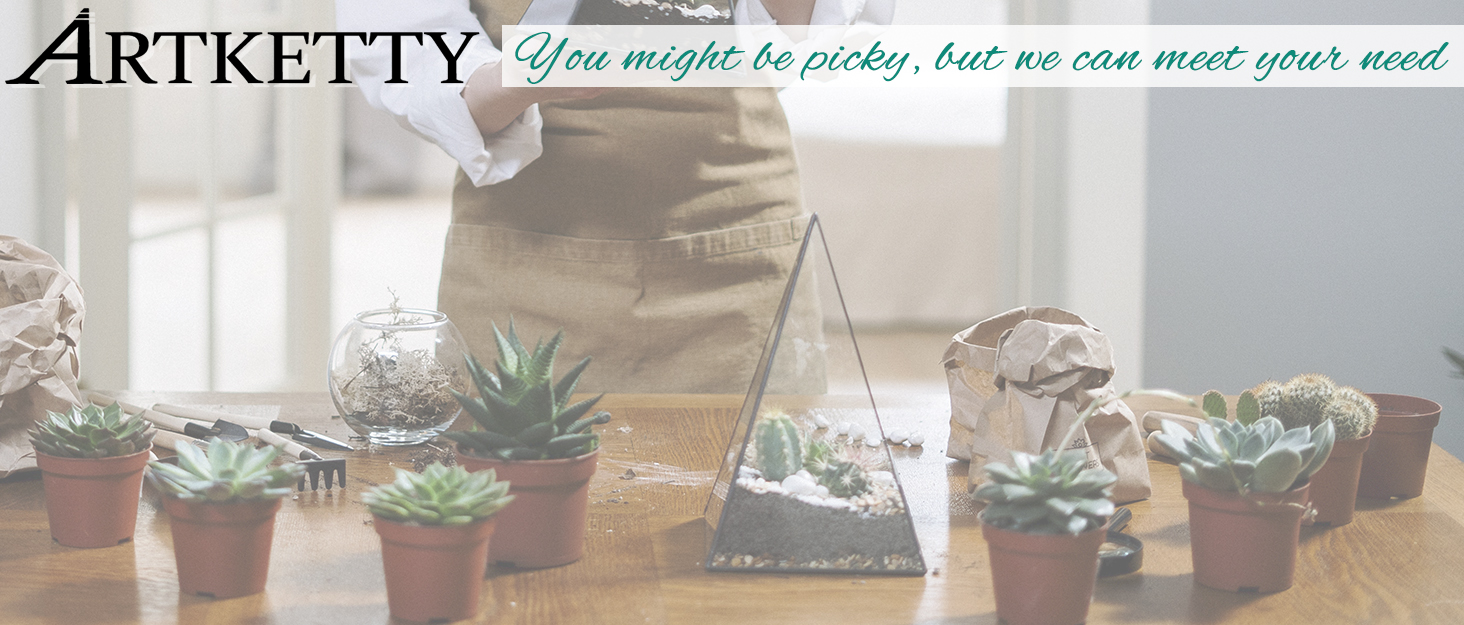 Керамічні горщики для рослин Artketty 8 дюймів (20 см) з дренажем, бамбукова підставка, блакитно-білий колір. Підходять для бонсай, кактусів, квітів, внутрішніх та зовнішніх рослин.