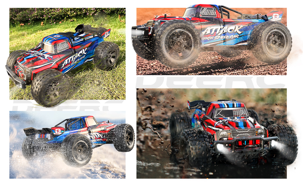 Радіокерований автомобіль DEERC 1:10 4WD 60+ км/год, безщітковий, для дорослих, позашляховик, 40+ хв роботи, подарунок хлопчику (210E)