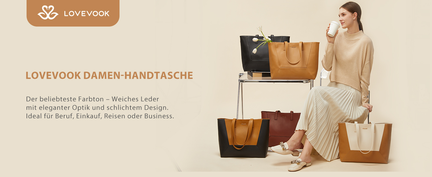 Сумка жіноча LOVEVOOK з натуральної шкіри, велика містка, на плече, тоут, для роботи та повсякденного використання, коричнева