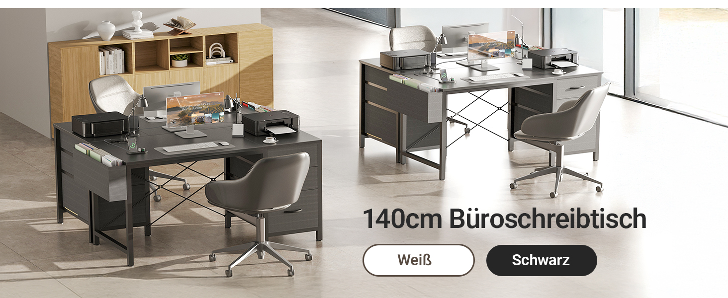 Компактний письмовий стіл Claiks з 3 висувними ящиками, 100x60 см. Комп'ютерний стіл з розетками та USB-портами для дому та офісу. Чорний колір