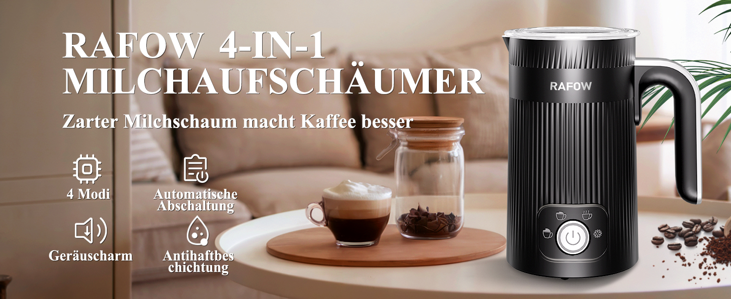 Електричний піноутворювач молока 5-в-1: автоматичний, великий об'єм, для капучино, лате, гарячого шоколаду, миється в посудомийній машині (350мл)
