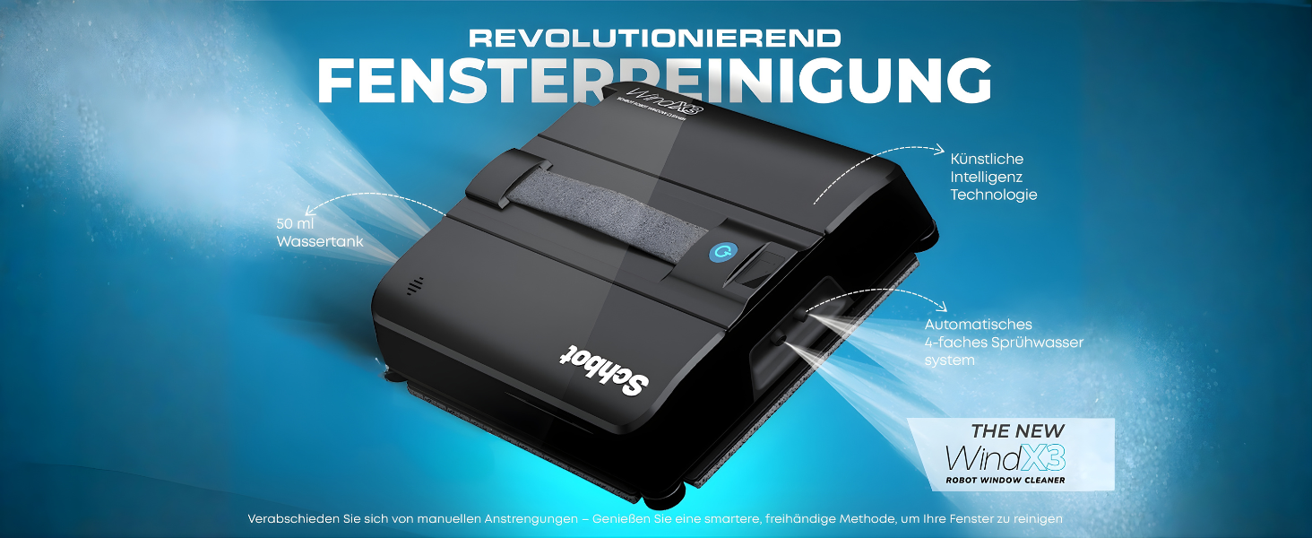 Робот для миття вікон Wind X3 2026 - Інтелектуальний робот-прибиральник для вікон з функцією розпилення, для внутрішнього та зовнішнього використання, підходить для скляних поверхонь з або без рами