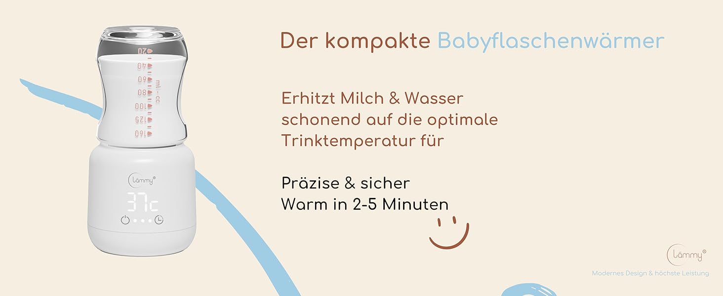 Підігрівач для пляшечок Lämmy – акумуляторний, портативний, точний, не протікає, компактний – для всіх пляшечок, USB