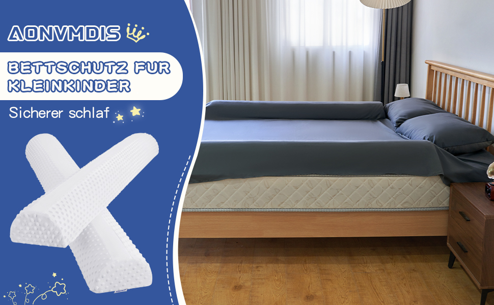 Бортик для ліжка дитячий захисний (2 шт, білий) - запобігає випаданню, знімний чохол, для немовлят та дорослих